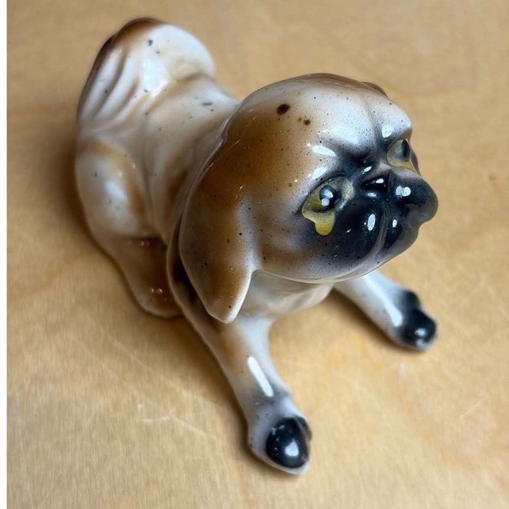 Vintage Japan Brown Pekingese Figurine Kitsch Grandmacore Ceramic